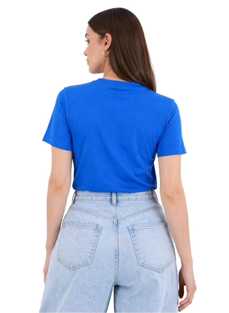 لعب البولو تيشيرت نسائي برسومات - أزرق ملكي